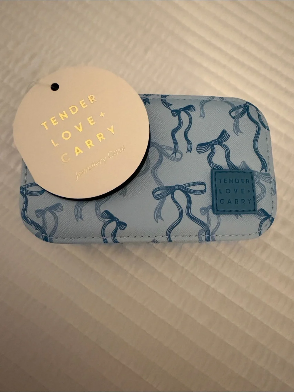 Tender Love + Carry Blue Bow Travel Jewelry Case
